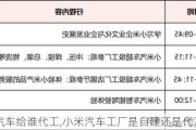 小米汽車給誰代工,小米汽車工廠是自建還是代工