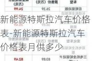 新能源特斯拉汽車價格表-新能源特斯拉汽車價格表月供多少