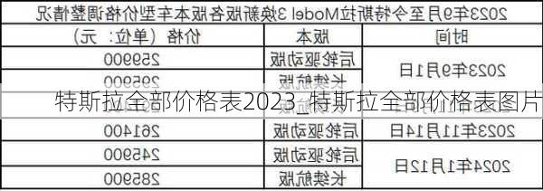 特斯拉全部價格表2023_特斯拉全部價格表圖片