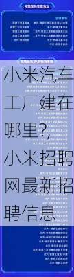 小米汽車工廠建在哪里?,小米招聘網(wǎng)最新招聘信息