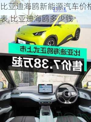 比亞迪海鷗新能源汽車價格表,比亞迪海鷗多少錢