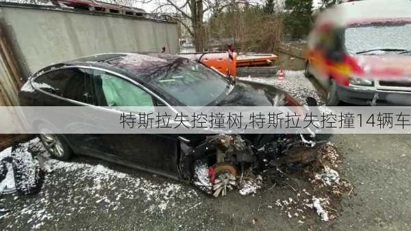 特斯拉失控撞樹,特斯拉失控撞14輛車