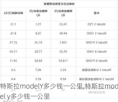 特斯拉modelY多少錢一公里,特斯拉model y多少錢一公里