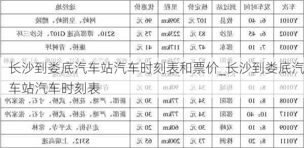 長沙到婁底汽車站汽車時刻表和票價_長沙到婁底汽車站汽車時刻表