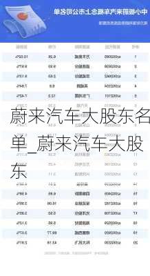 蔚來汽車大股東名單_蔚來汽車大股東