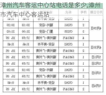 漳州汽車客運中心站電話是多少,漳州市汽車中心客運站