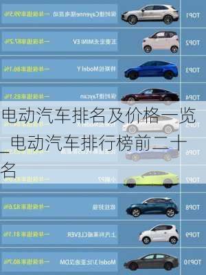 電動汽車排名及價格一覽_電動汽車排行榜前二十名