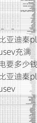 比亞迪秦plusev充滿電要多少錢,比亞迪秦plusev