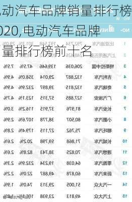 電動汽車品牌銷量排行榜2020,電動汽車品牌銷量排行榜前十名