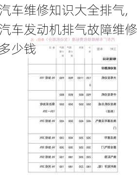 汽車維修知識大全排氣,汽車發(fā)動機(jī)排氣故障維修多少錢