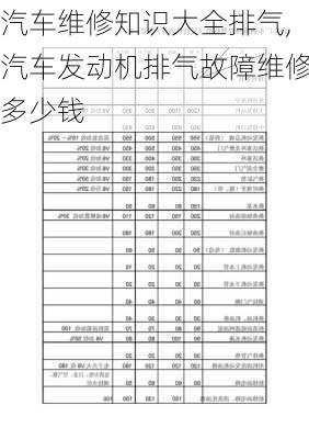 汽車維修知識大全排氣,汽車發(fā)動機(jī)排氣故障維修多少錢