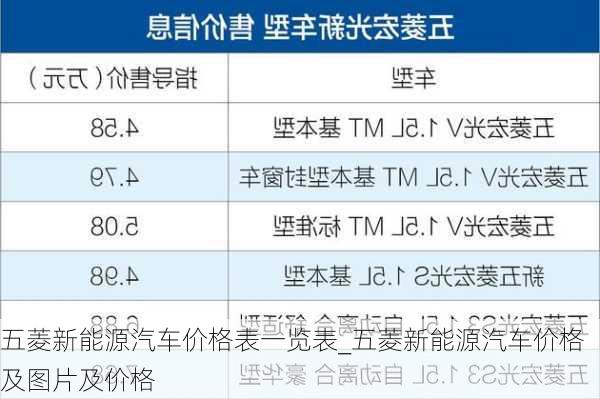 五菱新能源汽車價(jià)格表一覽表_五菱新能源汽車價(jià)格及圖片及價(jià)格