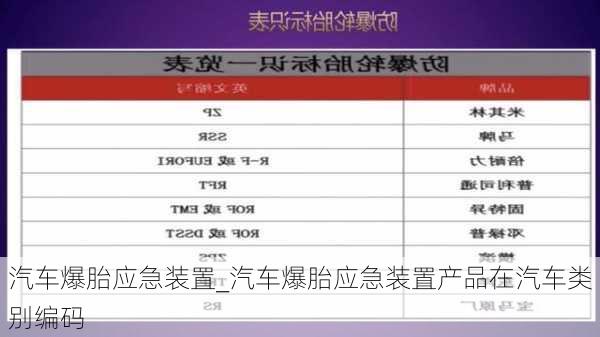 汽車(chē)爆胎應(yīng)急裝置_汽車(chē)爆胎應(yīng)急裝置產(chǎn)品在汽車(chē)類(lèi)別編碼