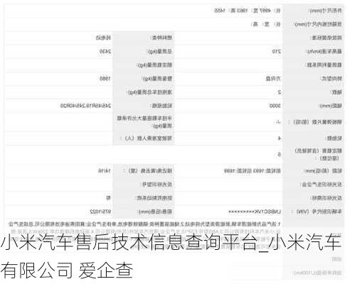 小米汽車售后技術信息查詢平臺_小米汽車有限公司 愛企查