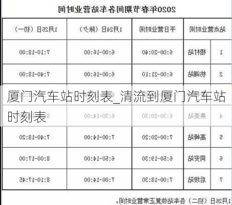 廈門汽車站時刻表_清流到廈門汽車站時刻表