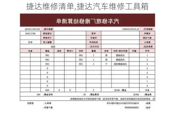 捷達(dá)維修清單,捷達(dá)汽車維修工具箱