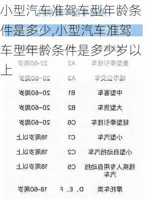 小型汽車準(zhǔn)駕車型年齡條件是多少,小型汽車準(zhǔn)駕車型年齡條件是多少歲以上