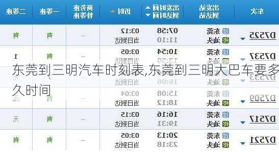 東莞到三明汽車時刻表,東莞到三明大巴車要多久時間