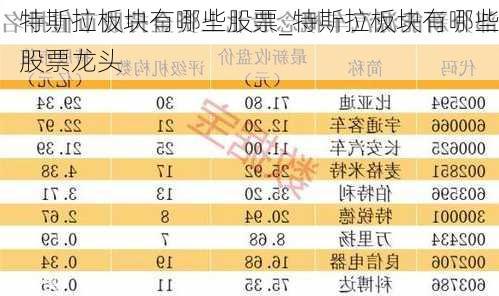 特斯拉板塊有哪些股票_特斯拉板塊有哪些股票龍頭