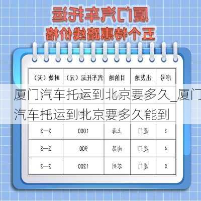 廈門汽車托運(yùn)到北京要多久_廈門汽車托運(yùn)到北京要多久能到