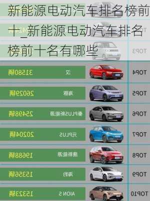 新能源電動(dòng)汽車排名榜前十_新能源電動(dòng)汽車排名榜前十名有哪些