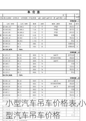 小型汽車吊車價格表,小型汽車吊車價格