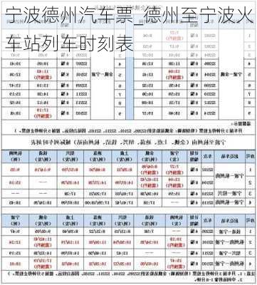 寧波德州汽車票_德州至寧波火車站列車時(shí)刻表