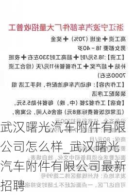 武漢曙光汽車附件有限公司怎么樣_武漢曙光汽車附件有限公司最新招聘