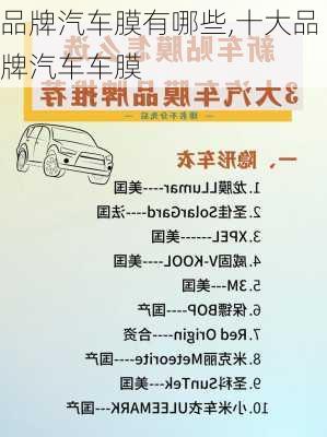 品牌汽車膜有哪些,十大品牌汽車車膜