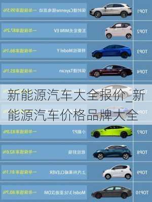 新能源汽車大全報價_新能源汽車價格品牌大全