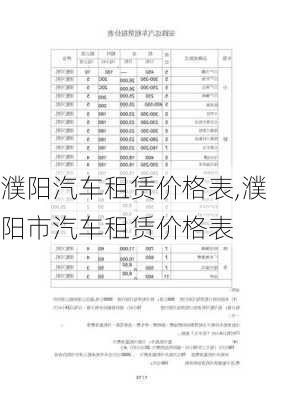 濮陽汽車租賃價格表,濮陽市汽車租賃價格表