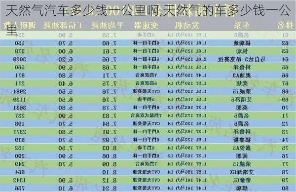 天然氣汽車多少錢一公里啊,天然氣的車多少錢一公里