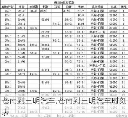 蒼南到三明汽車,蒼南到三明汽車時刻表