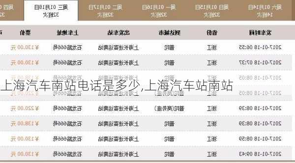 上海汽車南站電話是多少,上海汽車站南站