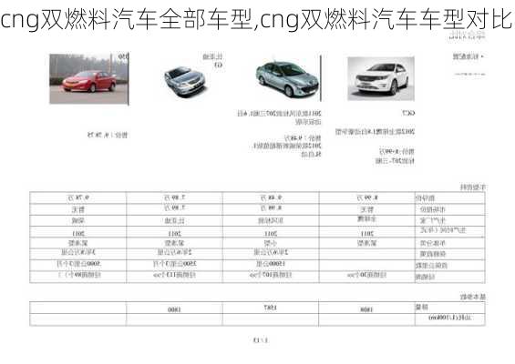 cng雙燃料汽車全部車型,cng雙燃料汽車車型對比