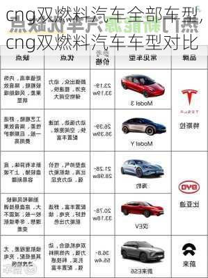 cng雙燃料汽車全部車型,cng雙燃料汽車車型對比