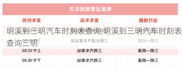 明溪到三明汽車時刻表查詢,明溪到三明汽車時刻表查詢三明