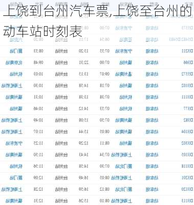 上饒到臺(tái)州汽車票,上饒至臺(tái)州的動(dòng)車站時(shí)刻表