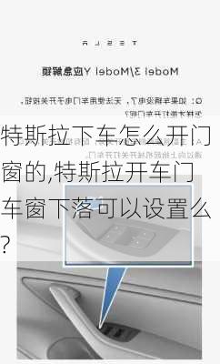 特斯拉下車怎么開門窗的,特斯拉開車門車窗下落可以設(shè)置么?