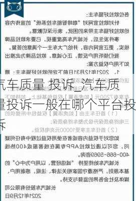 汽車質量 投訴_汽車質量投訴一般在哪個平臺投訴