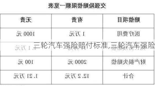 三輪汽車強險賠付標準,三輪汽車強險