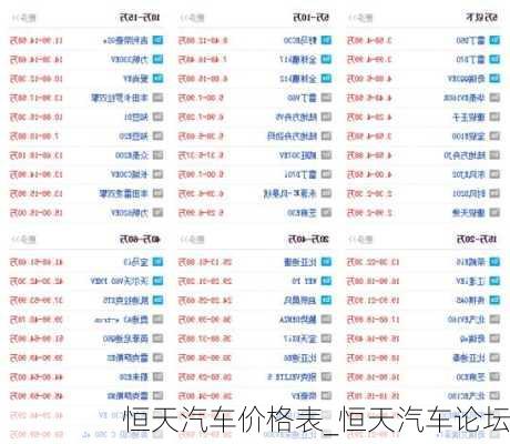 恒天汽車價格表_恒天汽車論壇