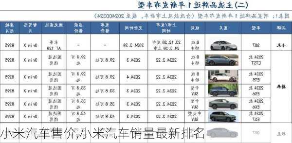 小米汽車(chē)售價(jià),小米汽車(chē)銷(xiāo)量最新排名