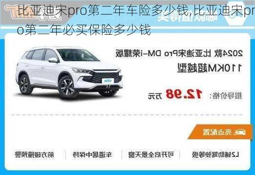 比亞迪宋pro第二年車險多少錢,比亞迪宋pro第二年必買保險多少錢