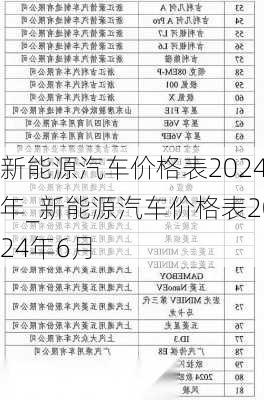 新能源汽車價格表2024年_新能源汽車價格表2024年6月