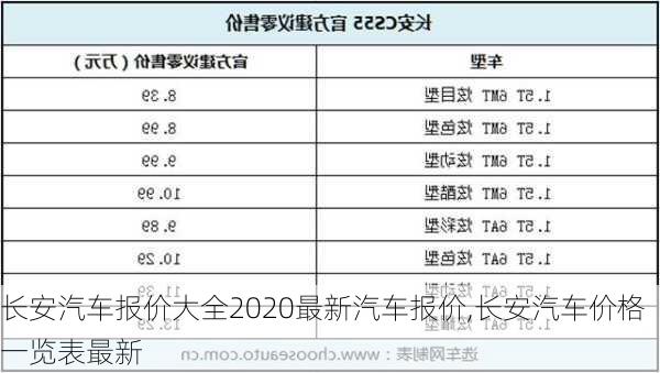 長安汽車報價大全2020最新汽車報價,長安汽車價格一覽表最新