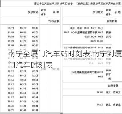 南寧至廈門汽車站時刻表,南寧到廈門汽車時刻表