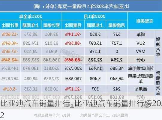 比亞迪汽車(chē)銷(xiāo)量排行_比亞迪汽車(chē)銷(xiāo)量排行榜2022