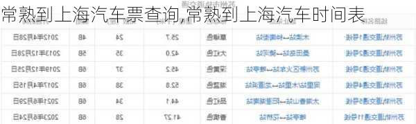 常熟到上海汽車票查詢,常熟到上海汽車時間表