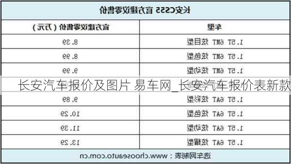 長安汽車報價及圖片 易車網_長安汽車報價表新款